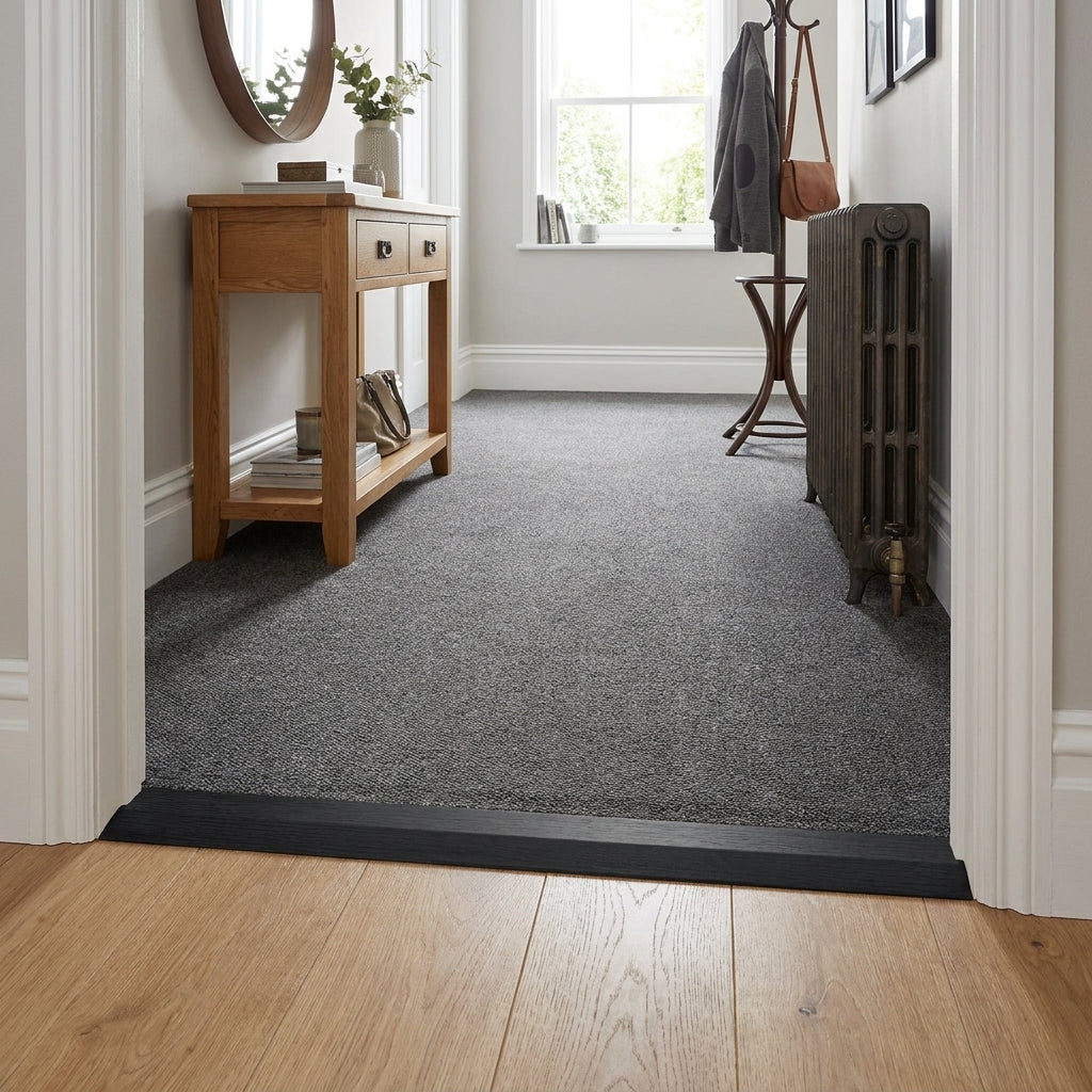 2.4m Length Black Laminate Adapting Door Profile - Round Pencil Design