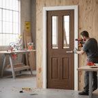 Premium Internal Walnut Fully Finished 1 Light Victorian Door with Solid Engineered Core and Trimming Options