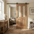 Fully Finished Clear Glazed 2 Panel Sliding Internal Oak Door - Rustic Malton
