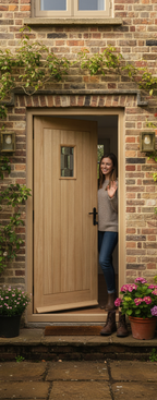 Premium External Door with Part Obscured Double Glazed Panel and Engineered Construction for Strength and Stability