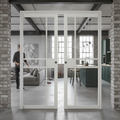 Premium Industrial Style Glazed Double Pocket Door Set with Steel Frame and Adjustable Jambs for Seamless Openings
