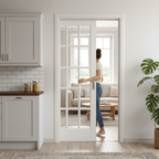 Premium White Primed Internal Pocket Door Set with 15 Clear Glass Panels for Modern Spaces - Image 2