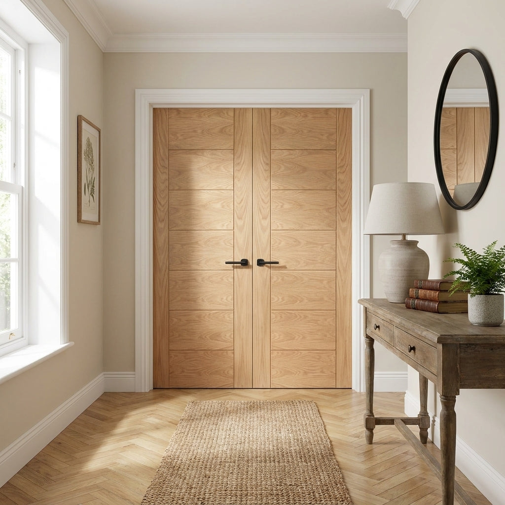Internal Oak Pair Door, Fully Finished, Solid Engineered Core, 121369