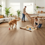 5mm Embossed Rigid Core Vinyl Flooring with Waterproof Click Installation and Integrated Cork Underlay for Enhanced...