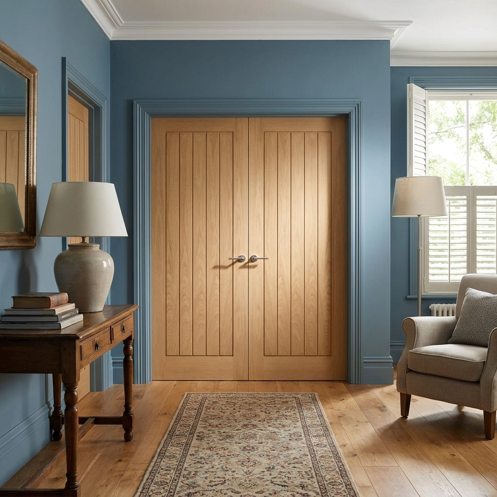 Internal Fully Finished Oak Pair Door Solid Core 121367