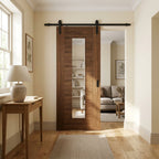 Walnut Internal Door Fully Finished with 4mm Clear Glass Glazing