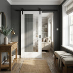 Internal Sliding Door White Primed Cottage 1 Light Clear Glass Obscured Lines