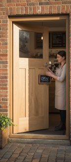 Premium 30's Style Door with American White Oak Veneer, Unglazed Panels, and Engineered Construction for Enhanced Durability