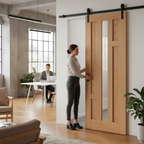 Premium Oak Internal Fully Finished Sliding Door with Clear Glass Panel - 4 Panel Design for Elegant Interior Spaces - Image 2
