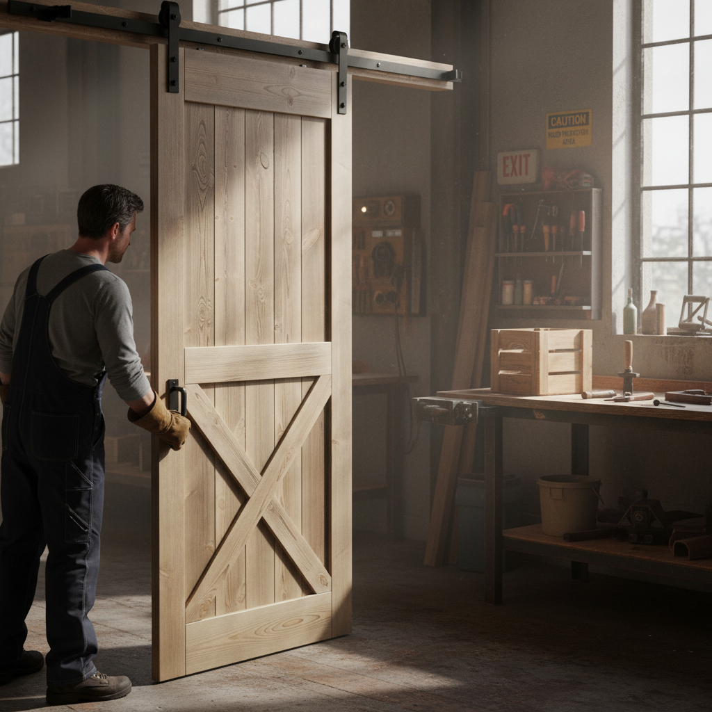 Premium Carbonised Internal Pine 1 Panel X Brace Sliding Barn Door with Black Face Finish for Stylish Interiors