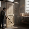 Premium Carbonised Internal Pine 1 Panel X Brace Sliding Barn Door with Black Face Finish for Stylish Interiors
