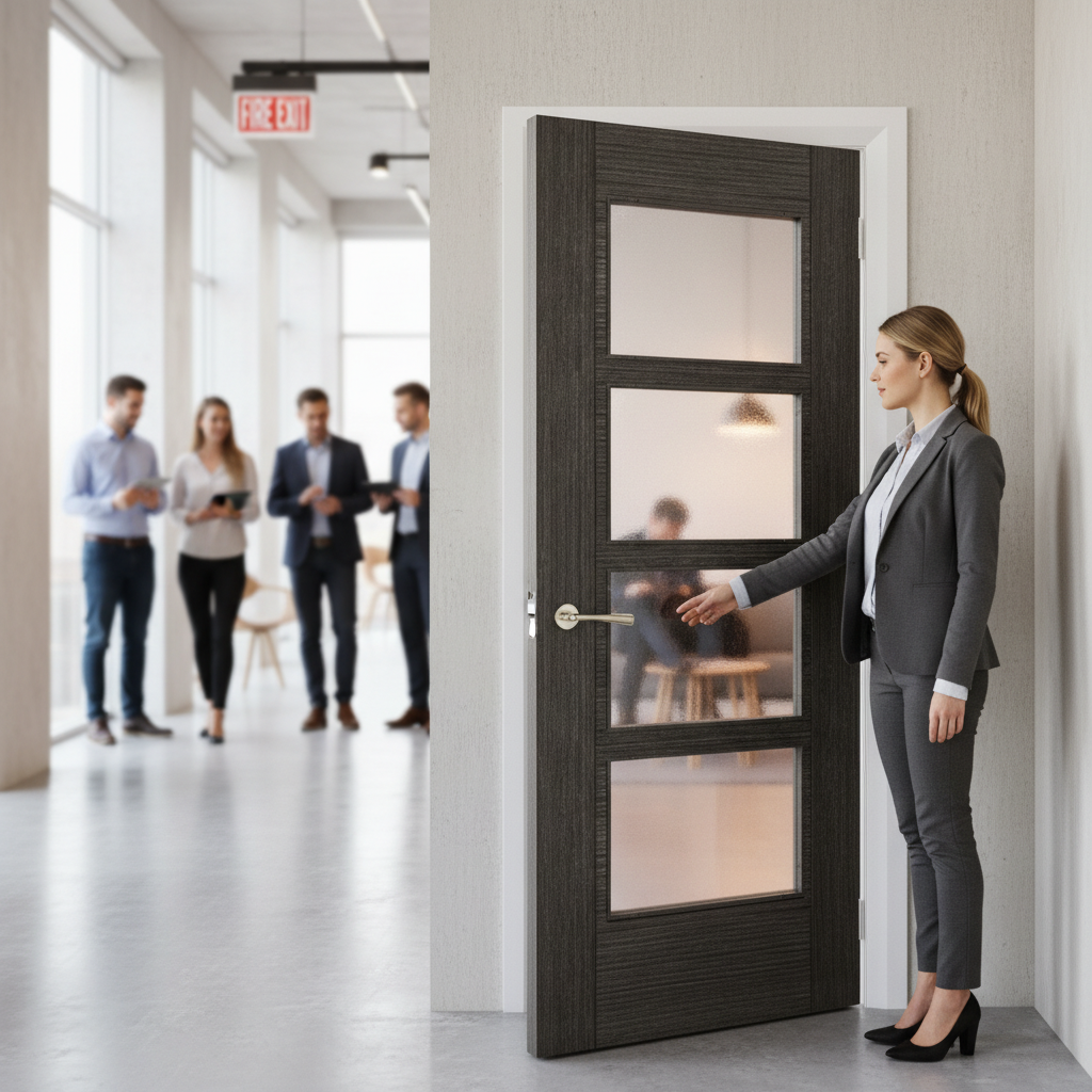 Premium Dark Grey Ash Glazed Fire Door with Solid Core and Bespoke Sizing Options