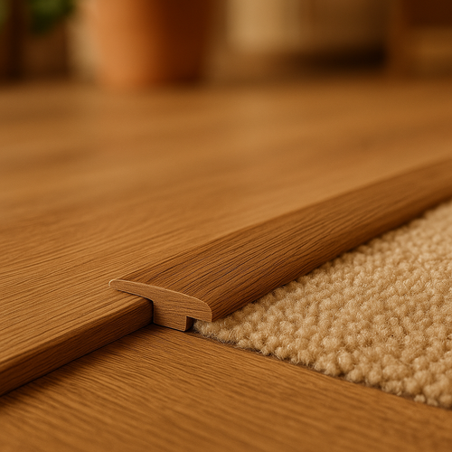 Laminate End Door Profile in Dark Oak, 1m Length - detail view