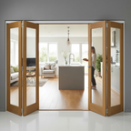Premium 12ft Internal Oak Folding Bifold Door Set with Five-Door Configuration and Reversible Opening for Modern Living Spaces