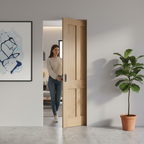 Premium Unfinished Oak Victorian 4 Panel Flat Framed Pocket Door Set for Timeless Interior Design