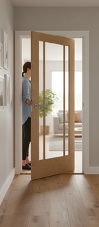 Premium Clear Glazed Interior Door with Engineered Construction and Real Oak Lipping - Versatile Design for Modern and Traditional Spaces