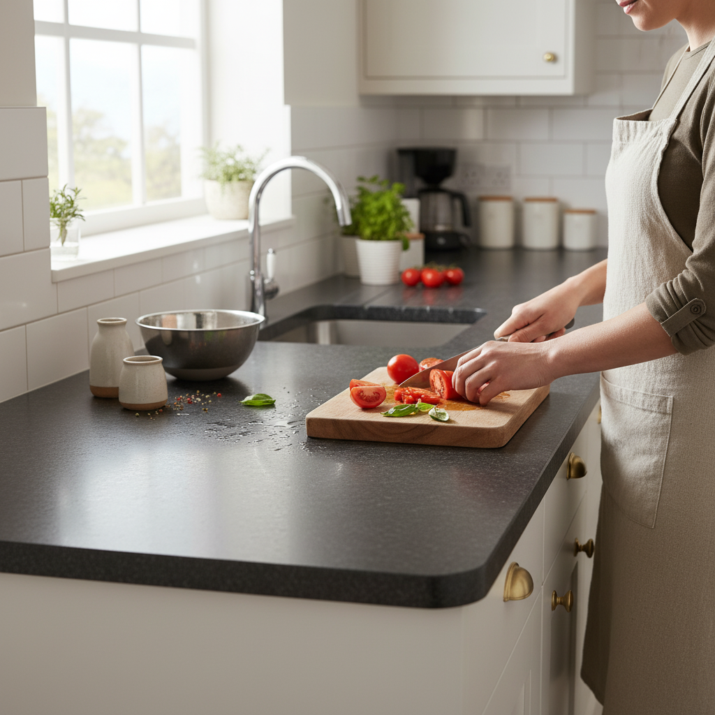 Premium Rounded Edge Laminate Worktop 3000mm x 600mm x 38mm - Striking Granite Effect for Modern Kitchens - Image 2