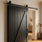 Internal Black Barn Door, 1 Panel, Primed Finish, Softwood Core - detail view
