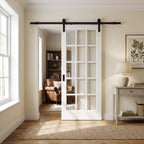 Internal White Sliding Door with Clear Glass, Primed Finish, 15L Solid Core