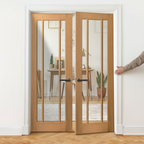 Premium Internal Unfinished Oak Toledo 3 Light Glazed Pair Door Set for Modern Living Spaces - Image 2