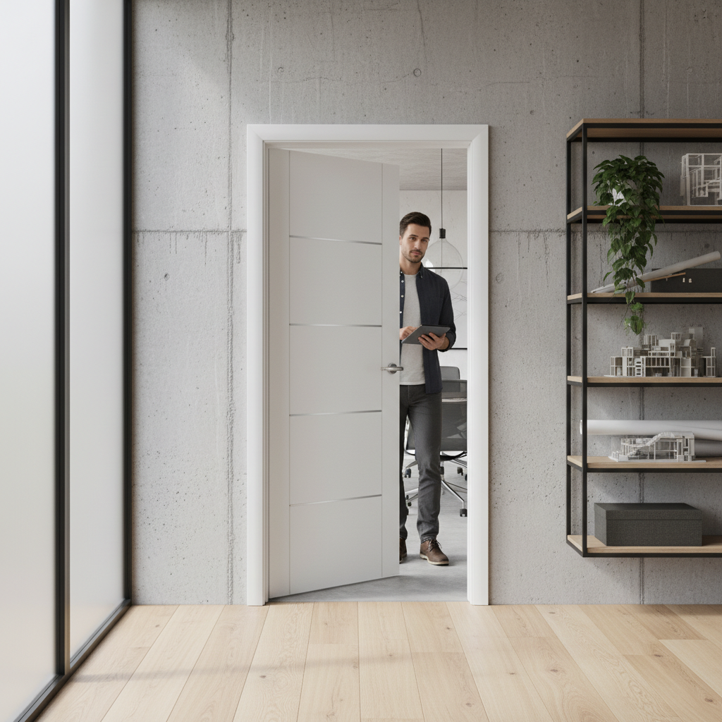 Premium Fully Finished White Door with Real Aluminium Inlays - Custom Sizes Available