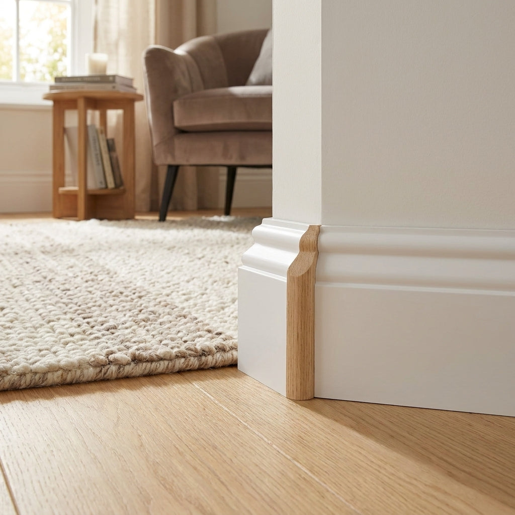 White Painted Architrave 2.4m x 17mm x 63mm with Rounded Profile - detail view
