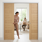 Premium Oak Telescopic Pocket Door System with Pre-Finished Surface and 15-Year Guarantee