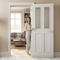 Premium Internal Clear Glazed Door with Traditional Four Panel Design and Solid Core for Durability