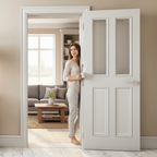 Premium Internal Clear Glazed Door with Traditional Four Panel Design and Solid Core for Durability