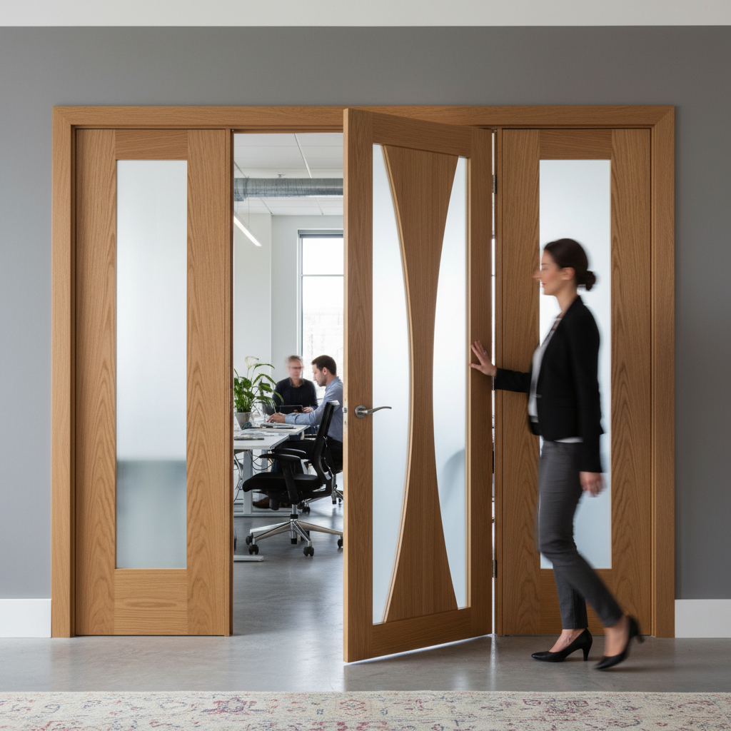 Premium Oak Door Room Divider with Obscure Glass Panels and Frame Kit - Versatile Interior Solution