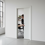 Premium White Single Pocket Door System with Galvanized Steel Construction and Adjustable Design for Enhanced Aesthetics