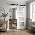 Internal White Primed Shaker Sliding Door with 4 Light Clear Glass