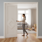 Premium Double Pocket Door System with Galvanised Steel Frame and Decorative Diamond Moulding for Timeless Design