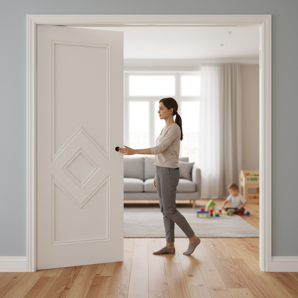 Premium Double Pocket Door System with Galvanised Steel Frame and Decorative Diamond Moulding for Timeless Design