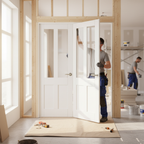 Premium Internal White Primed Victorian 2 Panel 2 Light Clear Glass Door Pair - Classic Design for Modern Homes