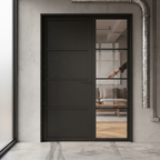 Premium Industrial Style Offset French Doors with Side Panel - Multiple Sizes Available