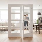 White Shaker 4 Light Offset French Doors with Demi Panel