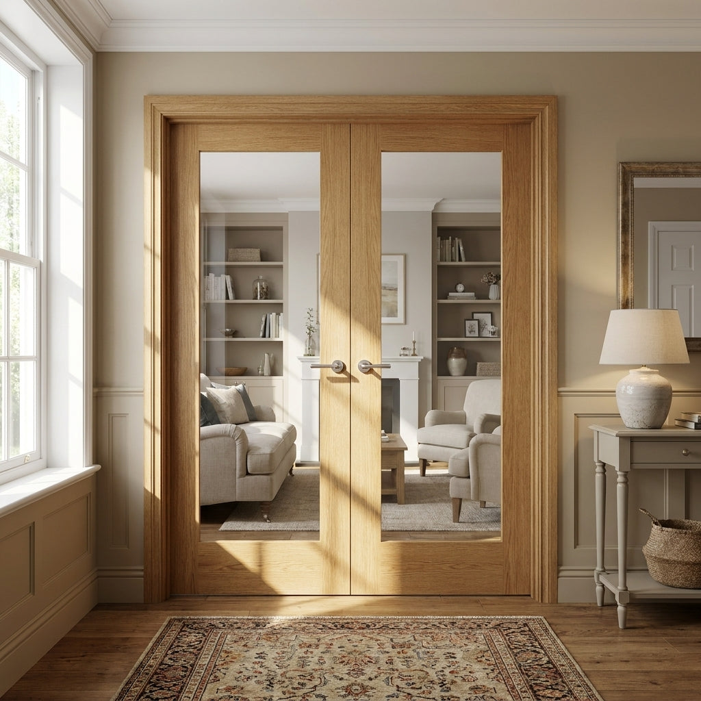 Internal Oak French Door Unfinished with 1 Light Glazing Pattern 10
