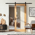Internal Oak Sliding Door Fully Finished 1 Light Obscure Clear Glass - detail view