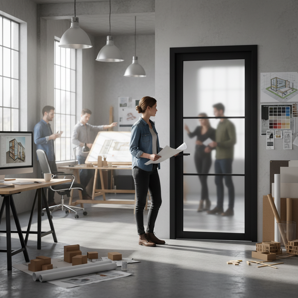 Premium Fully Finished Made-to-Measure Internal Studio Door with 3 Obscure Glass Panes for Modern Interiors - Image 2