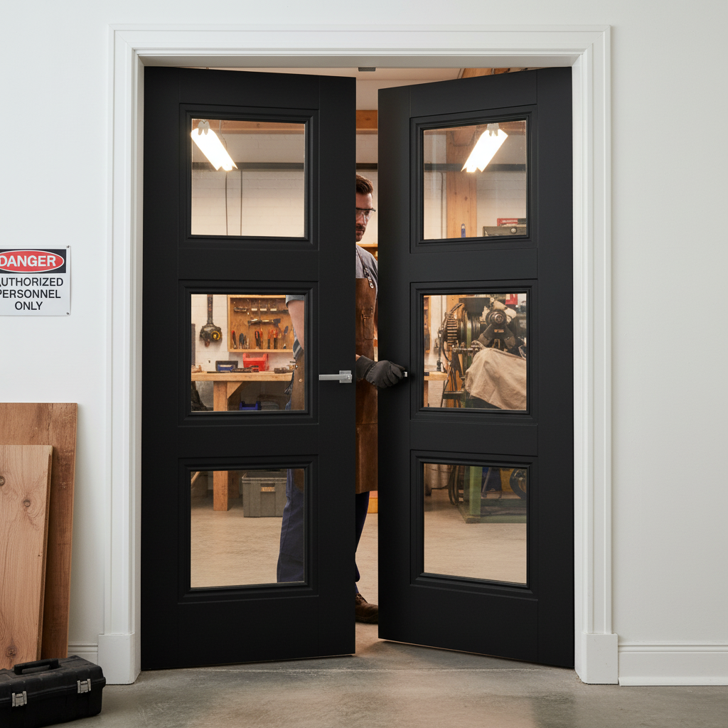 Premium Internal Black Primed 3 Light Clear Glass Pair Door for Contemporary Homes