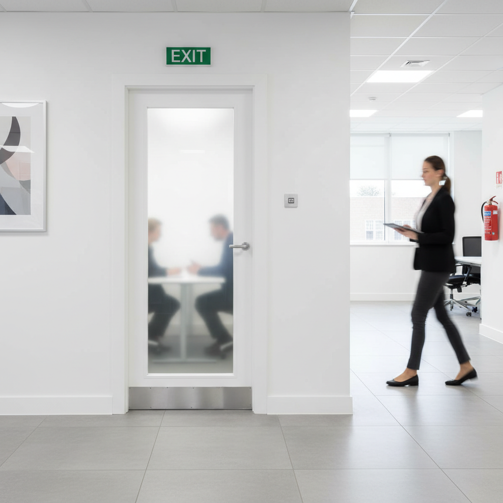 Custom Made Premium 1L White Obscure Glazed FD30 Fire Door with Bespoke Options - High-Quality Professional Grade for Industrial and Commercial App...