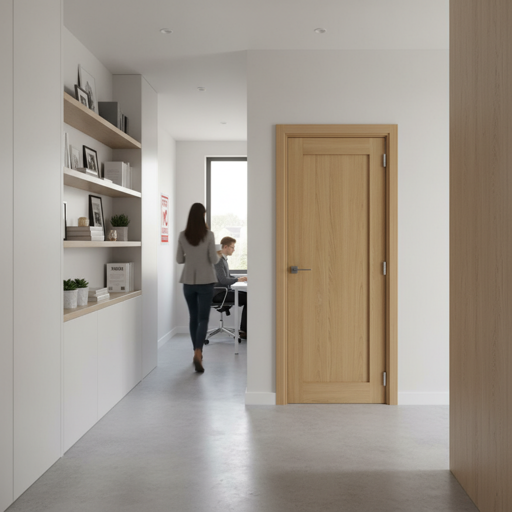 Premium Internal Fire Door with Crown Cut Unfinished Oak and High-Density Core for Maximum Safety and Style