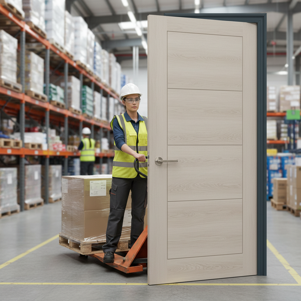 Premium Fully Finished Internal Laminate Ladder FD30 Fire Door - 30 Minutes Fire Resistance with Elegant Ivory Finish and Solid Engineered Core
