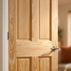 Internal Unfinished Clear Pine 6 Panel Door with Solid Engineered Core - detail view