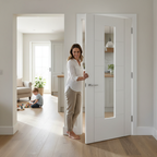 Premium White Glazed Internal Door with Large Clear Panel and 5 Ladder Design - Pre-Finished for Easy Installation