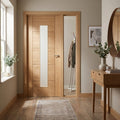Made-to-Measure Oak Internal Door, Unfinished with 1 Light Clear Glass