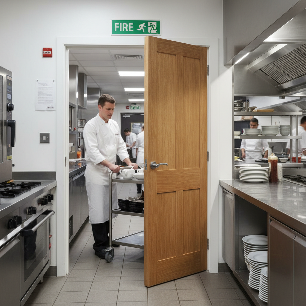 Premium Internal Oak 4 Panel FD30 Fire Door with Engineered Core for Safety and Stability
