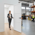 Premium Custom Made 3 Panel Industrial Style Door - Solid Core, White Primed with Geometric Design