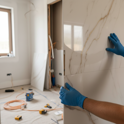 Premium Beige PVC Gloss Waterproof Wall Panelling - Durable and Mould-Resistant for Easy Maintenance